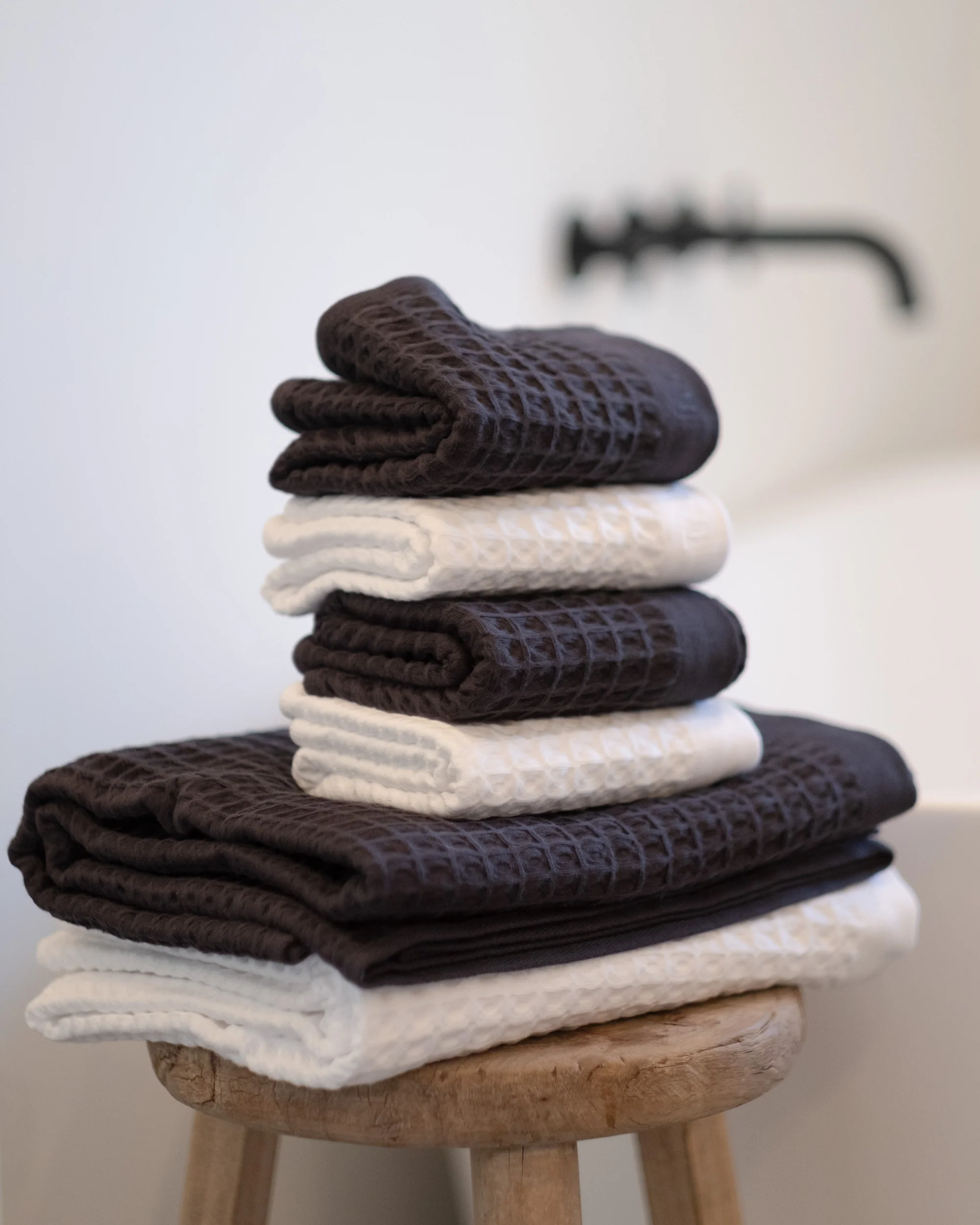 Waffle Turkish Cotton Bath Towels in White - Image 7